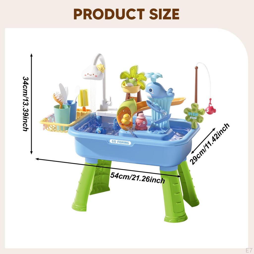 Playset Cooking Pretend Dishwashing Electric Water Circulation Fishing Game Sensory Play Toy