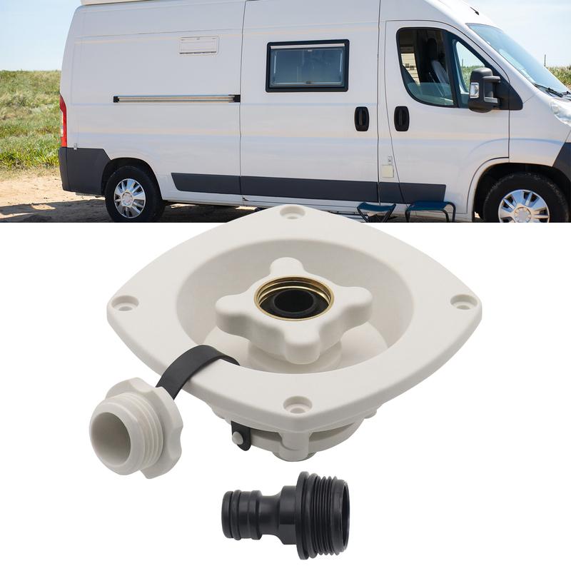 RV City Water Fill Inlet Water Fill Inlet Built In Check Valve for Boat Gravity Water Inlet Fill Dish Marine Caravans