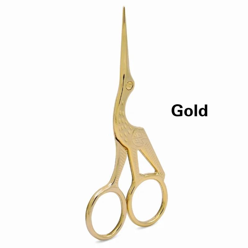 Storchen Kran Schere im Vintage-Stil Antiker Schneider Stickerei Kreuzstich Nähen CRO Strickzubehör