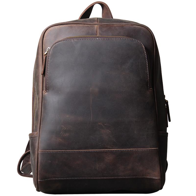 Sivok Retro Men's Genuine Leather Cowhide Laptop Backpack