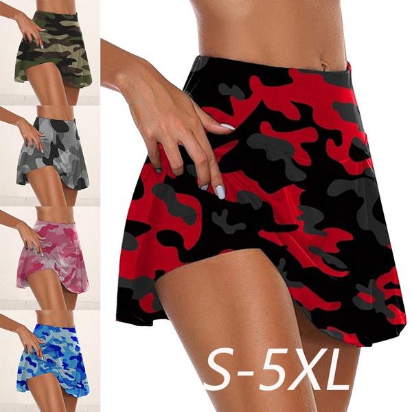 

Женская модная спортивная юбка с камуфляжным принтом и карманами для бега, тенниса, гольфа, спортзала, спортивной юбки для тренировок