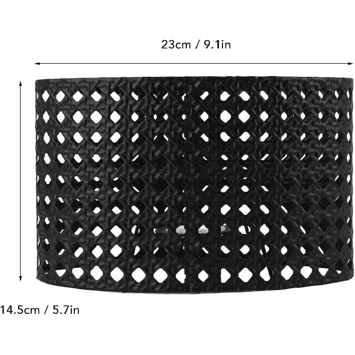 Iron Hollow Oval Lampshade, Metal Engraving, Compatible with E27 and E14 Lampholders (Black)