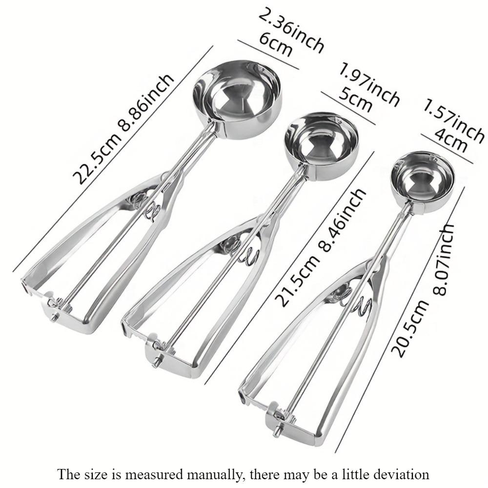Baking Tools Cookie Dough Scoop Set Stainless Steel Ice Cream Scoop with Trigger Release for Making 4/5/6 Cm Round Pastries