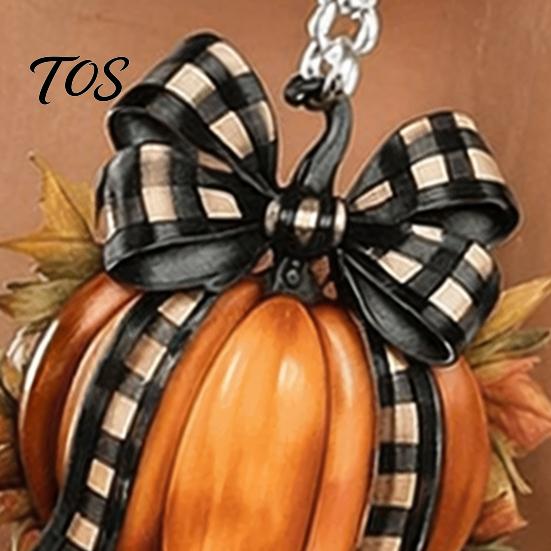 Cute Autumn Earrings 1 Pair Pumpkin for Women, Acrylic Dangle Drop Retro Plaid Bow with Bow, Halloween Fall Jewelry Holiday Party Gift Women