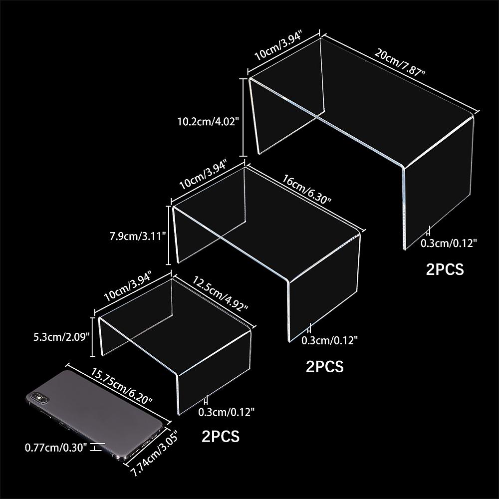 1set Acrylic Risers Display U-Shape Jewelry Display Holder for Jewelry Display Store Fixture Table Decorations Clear 12.5x10x5.3cm 16x10x7.9cm
