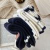 5 pairs Women Navy Bear Australian Velvet Mid Calf Socks Autumn Winter Fleece Thick Warm Heart Lace Trim Indoor Floor Socks Cozy Home Thermal Hosiery