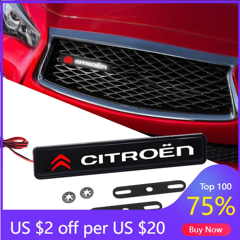 2026 Hot Car Sticker Car Decorative Light LED Front Hood Grille Emblem Badge Decor For Citroen C1 C2 C3 C4 C5 C6 C5X E-C4 C-Cros