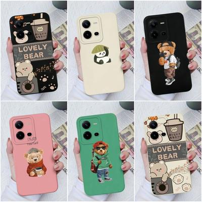 Phone Case For Vivo V19 Neo Z1 Z3X Z5X V21E V23E V25E V27 Pro V20SE V9 Cute Bear Shockproof Protective Soft Silicone Phone Cover For Vivo Bumper