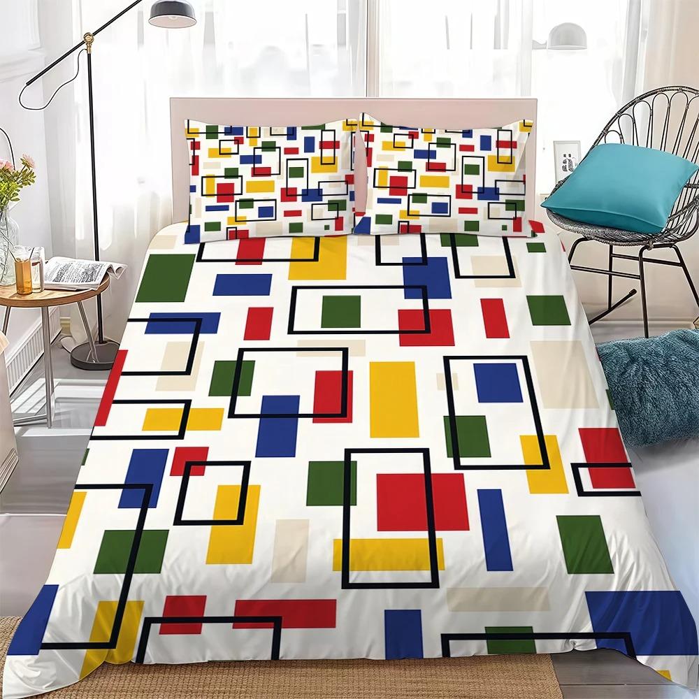 

Aesthetic Art P-Piet-Mondrian Bedding Set Aesthetic Art Duvet Cover Double Twin Full Queen King Adult Kids Bedclothes Quilt Cove 135x200cm