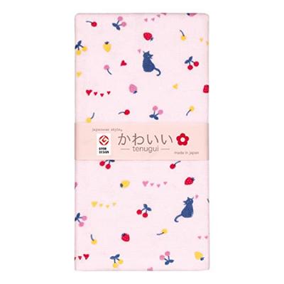 Nisshin Shoko Japanese Style Cute Gauze Pile Bath Towel with Fruit and Cat Design JK-12714