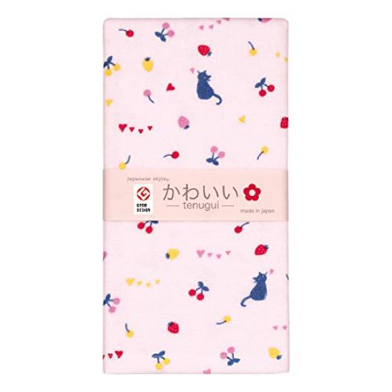 Nisshin Shoko Japanese Style Cute Gauze Pile Bath Towel with Fruit and Cat Design JK-12714