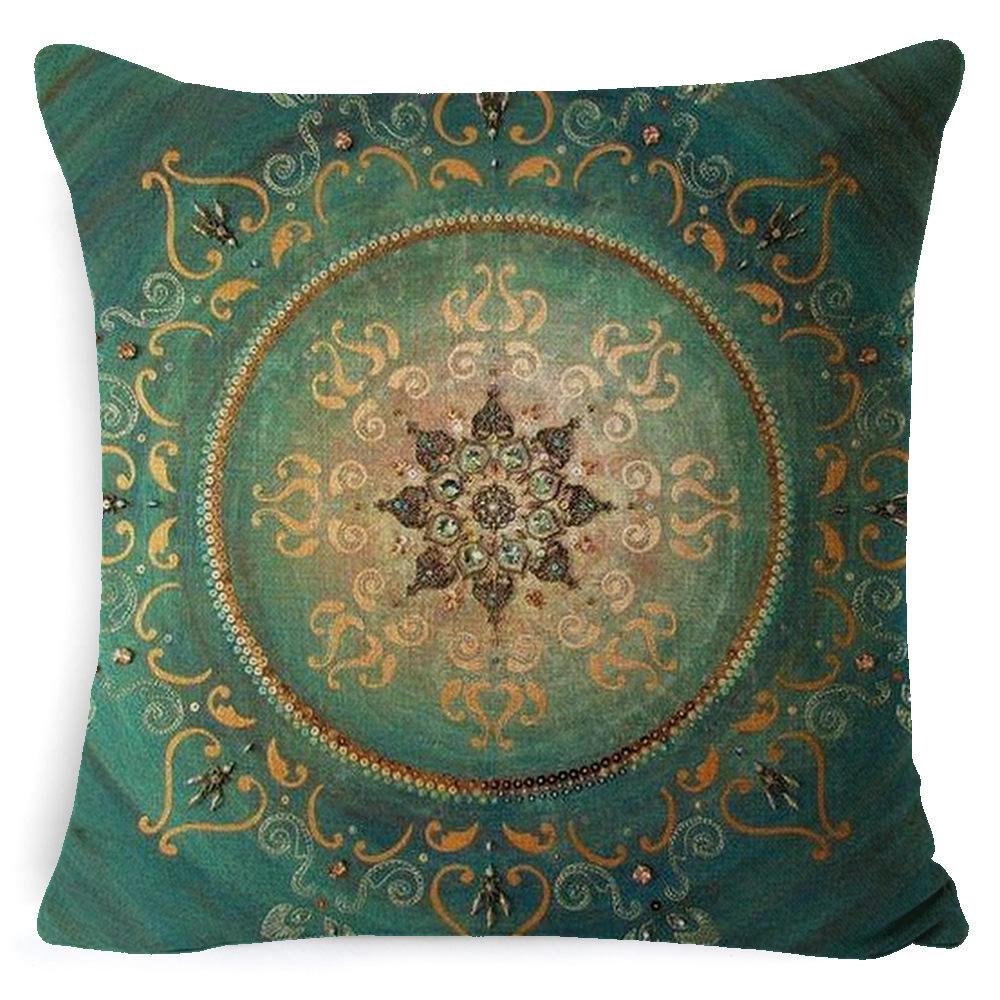 

Bohemian Mandala Bedside Sofa Cushion American Vintage Linen Throw Pillow Cover 45 * 45 pillowcase