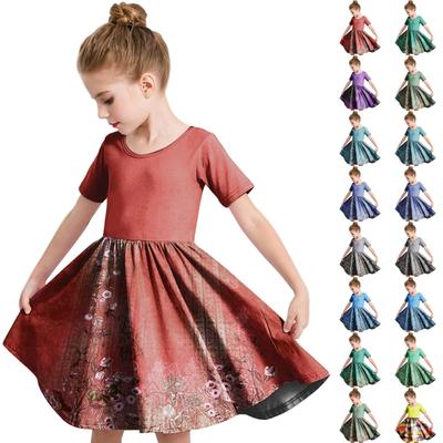 Girl Summer Dress  Toddler Skater Dress Solid Color Short Sleeve Casual A-Line T-Shirt Dress