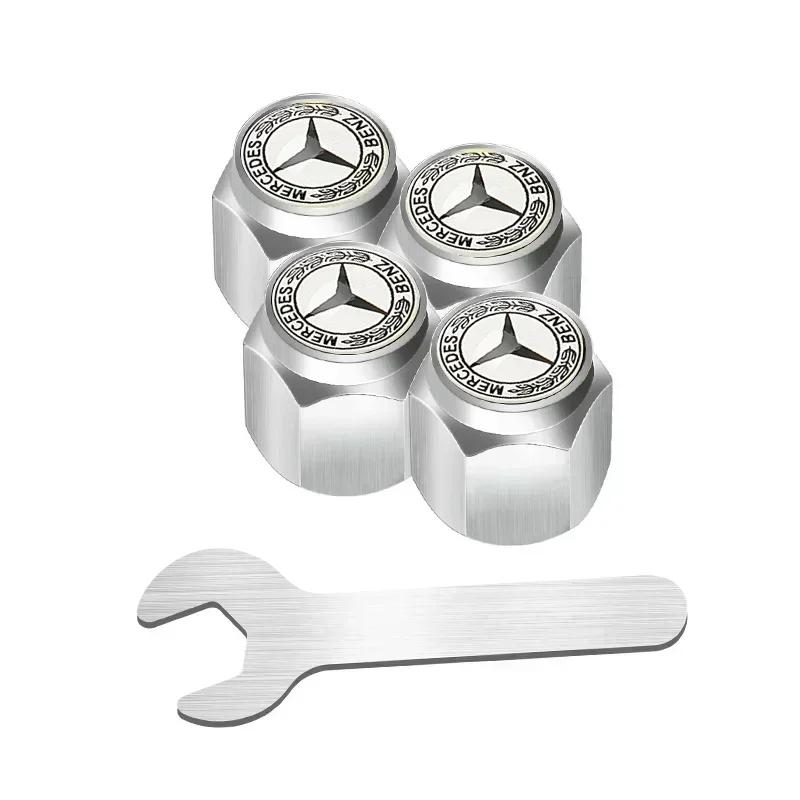 C200 E200 New 2025 For Mercedes Benz 4pcs Alloy Car Wheel Stem Air Valve Cap Tire Dust Cover Accessory For Mercedes Benz W222 W2