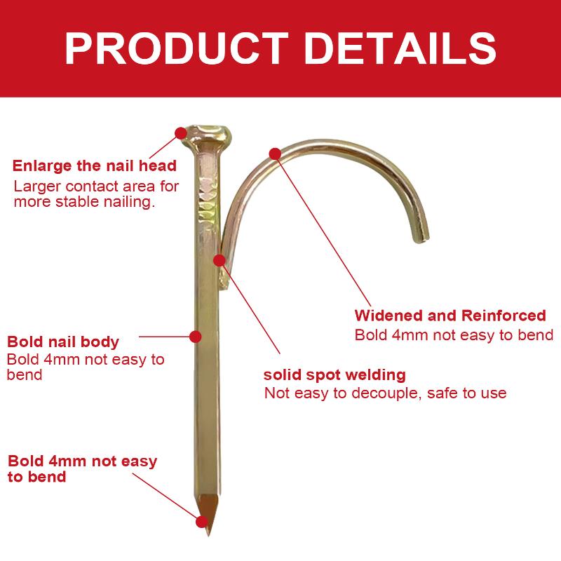 VKKM - 60-Piece Pipe Hook Nail Set - Suitable for PVC Pipes/Metal Pipes, Sturdy and Rust-Proof