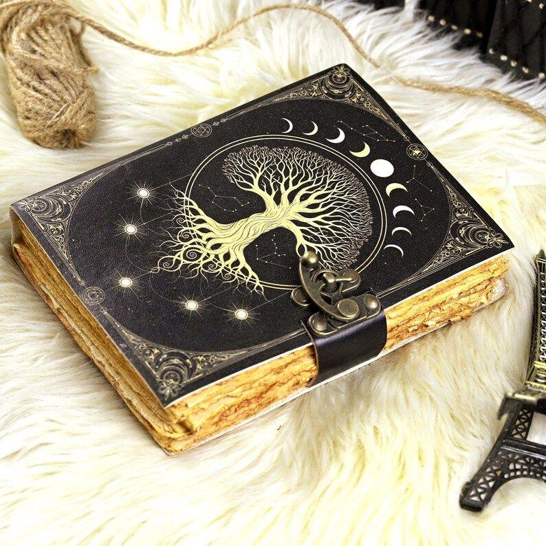 Tree of Life Leather Grimoire Journal: Book of Shadows