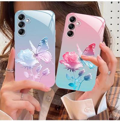 Samsung A21S Butterfly Flower A23 Rose A31 Liquid A70 A72 Gradient A52S Case.