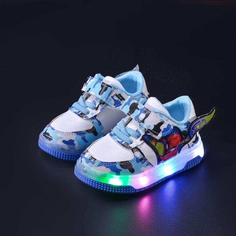 Kids LED Flash Cartoon Sneakers for Boys Light Up Casual Skate Sneakers