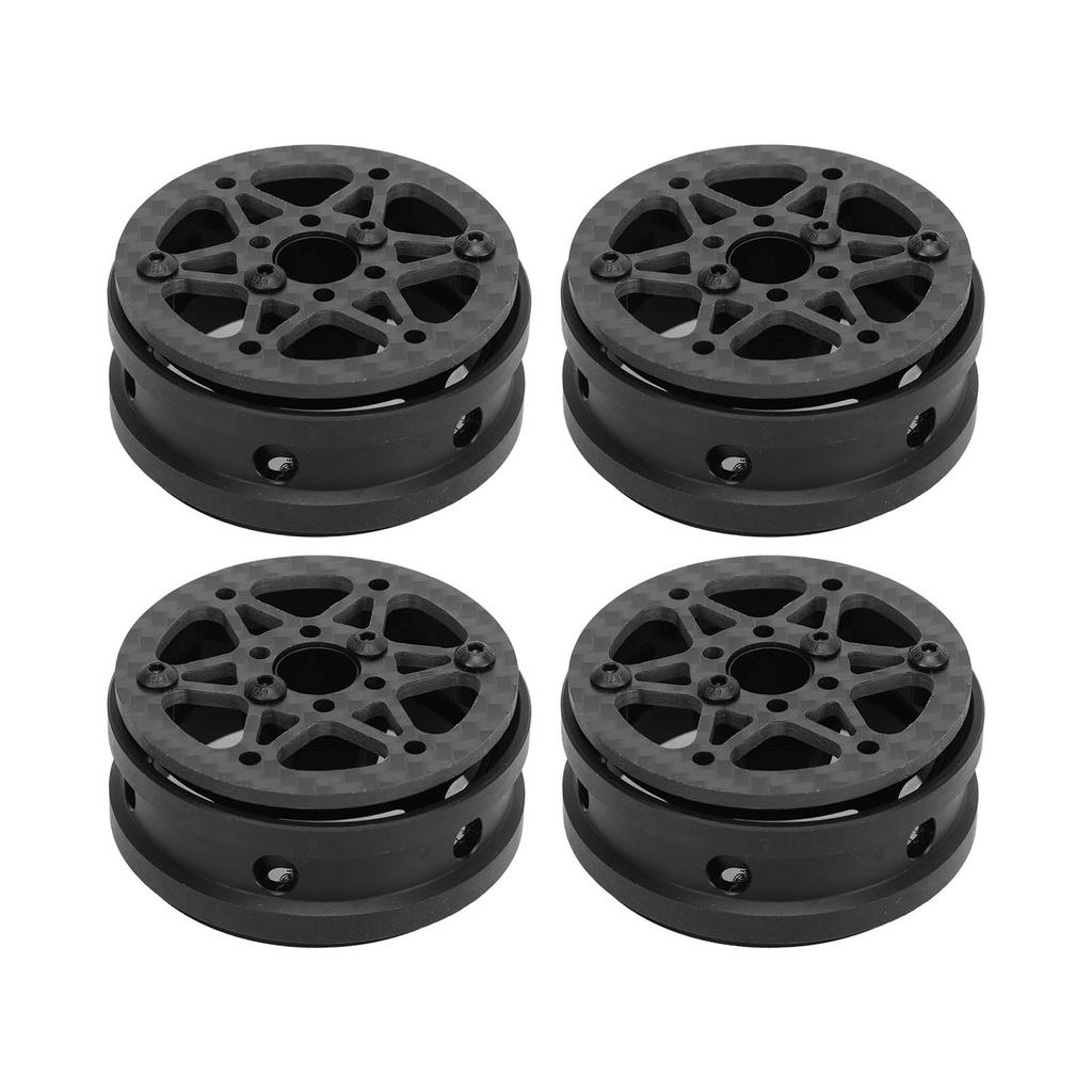 4PCS 1.9in Wheel Rims Carbon Fiber RC Beadlock Wheels Rims for Axial SCX10 1 10 RC Crawler for Gen8 for Gelande II for