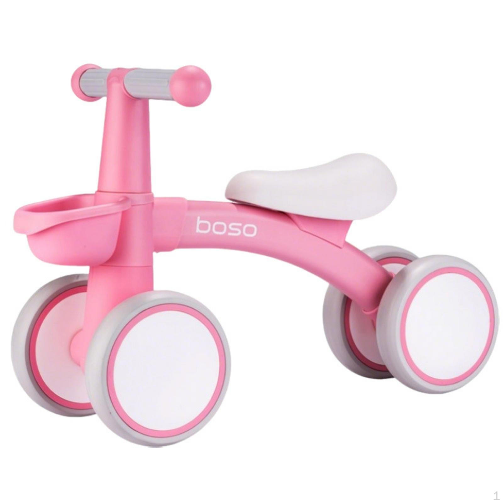 Balance Bike with Basket FourWheel Stable 4Wheel RidepushAlong Toy for Young Children,
