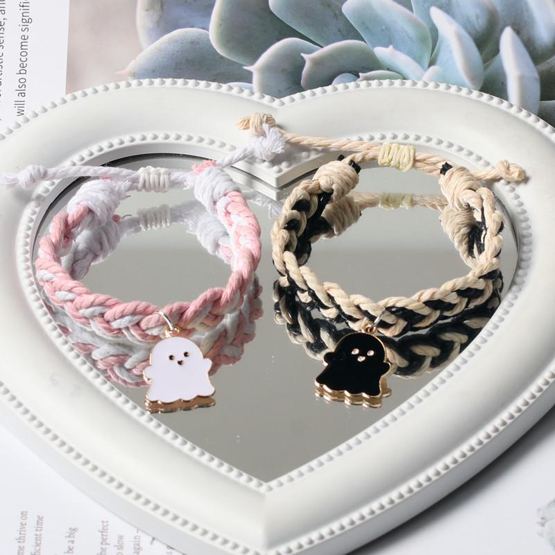 Ghost Couple Magnetic Bracelets: Cute Cartoon Pair for Couples or Besties