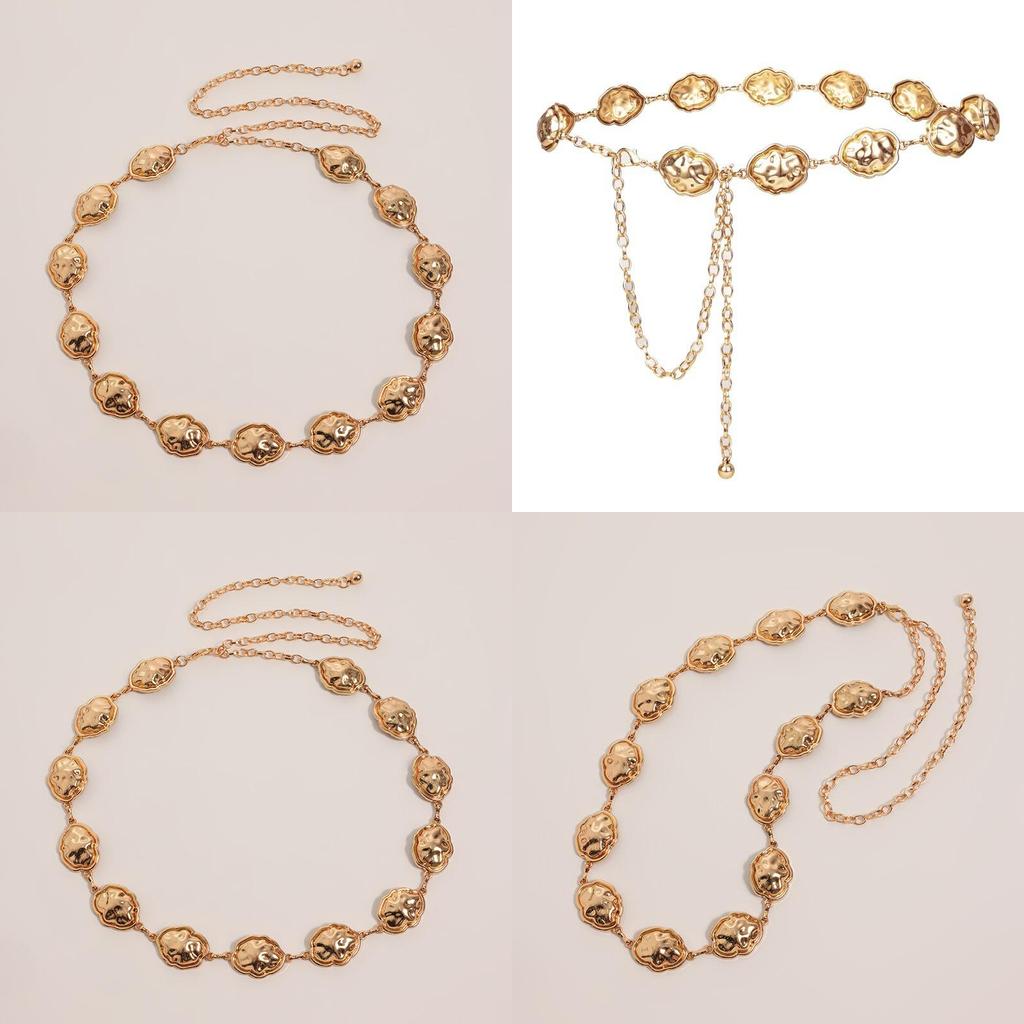 Metal Cloud Waist Chain For Women With Retro Engraving And Geometric Elements Spring