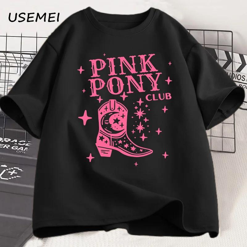 Pink Pony Club Chappell Roan Cowgirl Boots T-shirt Women Hip Hop Fashion Country Music T Shirt Lady Girl Fashion Tee Streetweawr