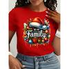 Damen T-Shirt mit kurzen Ärmeln, Rundhalsausschnitt und Familienaufdruck für Frühling und Sommer