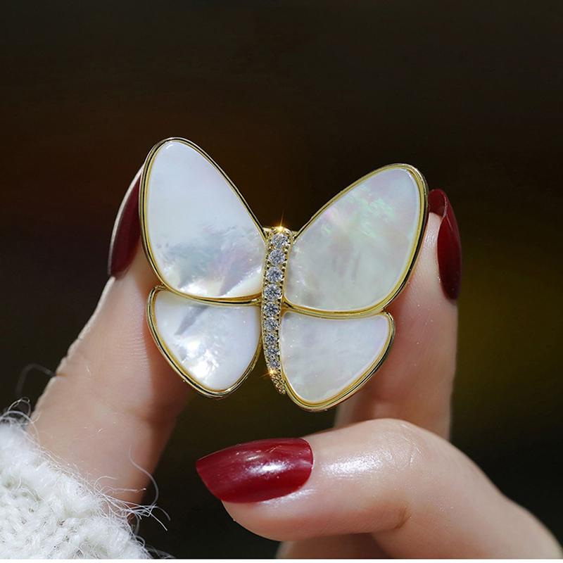 New Copy Shell Crystal Butterfly Brooches For Women Baroque Trendy Elegant Butterfly Brooch Pins Party Wedding Gifts