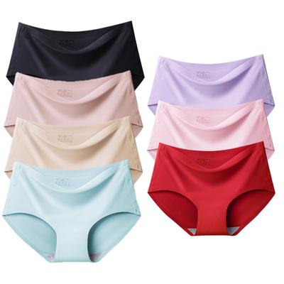 7Pcs Solid Seamless Silk Women's Panties Breathable Underwear Girls Comfort Briefs Lingerie