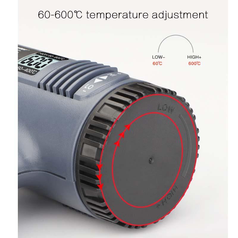 220 V Heißluftpistole Digitalanzeige Einstellbare Temperaturregelung Haartrockner Wärmelöten Schrumpfverpackungs-Thermo-Elektrowerkzeug