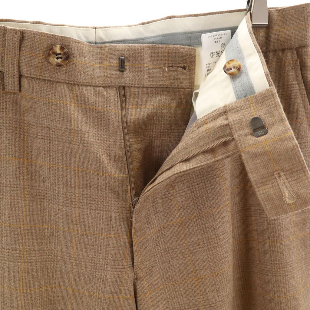 LANVIN SPORT 90s Made In Japan Old Check Pattern Slacks Pants 85 Beige Men's Used