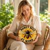 Round Metal Indoor Sign Honey Bees At Work Rustic Style Wall Decor Vintage Farmhouse Kitchen Decoration