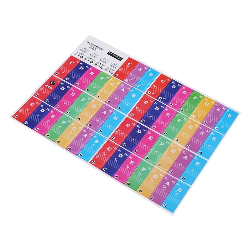 Removable Piano Key Stickers for Beginners & Kids Fashion Piano Sticker Keyboard Note Notation Stickers Staves Stickers