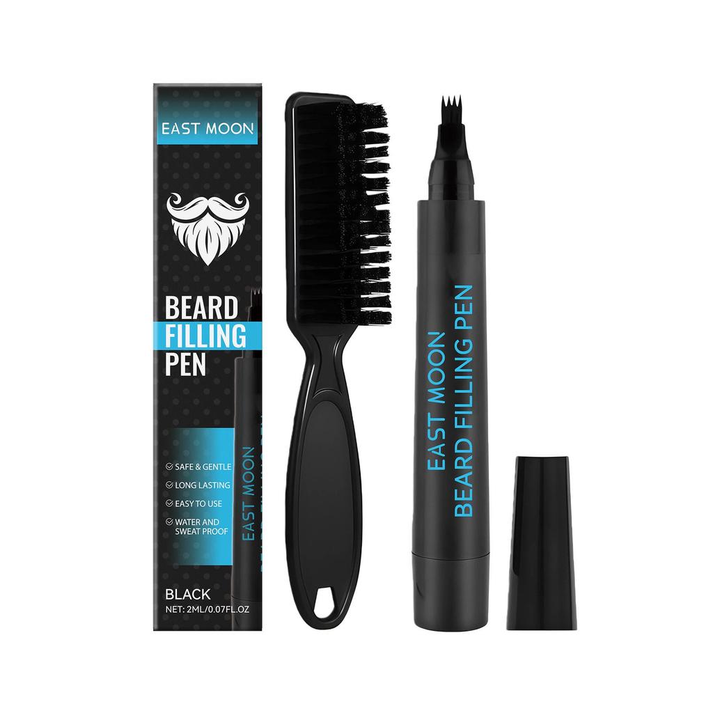 EAST MOON Beard & Eyebrow Pencil Set for Men (Black) - Softening Daily Grooming Kit