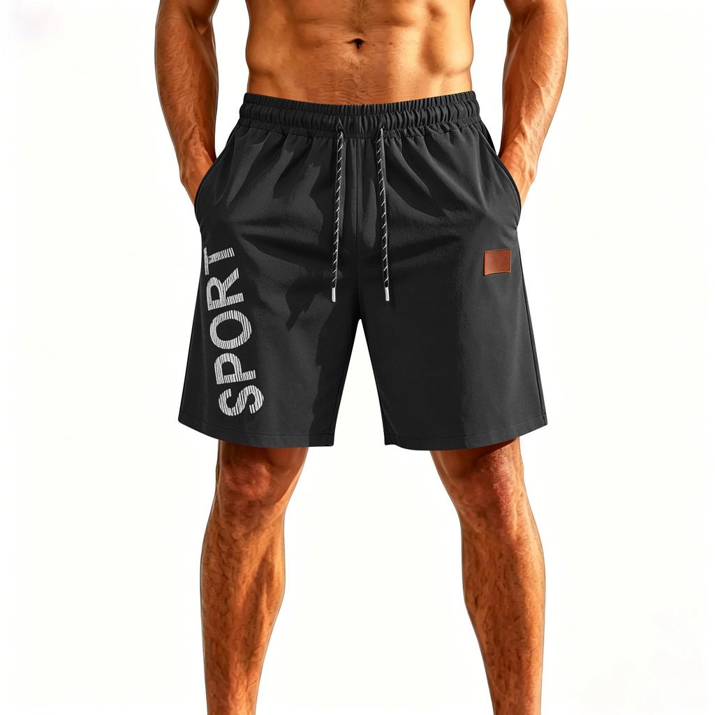 Herren Schnelltrocknende Locker Geschnittene Fünf Zoll Eis Seide Sportshorts mit Elastischem Bund und Kordelzug für Training Laufen Fitness