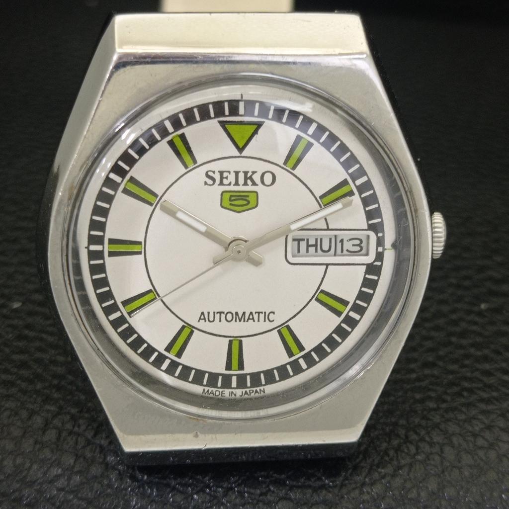 GENUINE VINTAGE SEIKO 5 AUTOMATIC JAPAN 6309A MENS WHITE DIAL WATCH a702709-1 R210-a702709