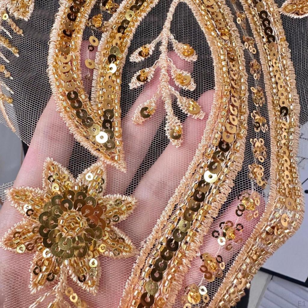 Applique MeshBack Sequin Appliqué Decorative for Designers, Crafters, Dresses,