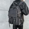 Hong Kong Style Neutral Double Pocket Big Cover Locomotive Student Schoolbag New Leisure Style Junior High School Backpack