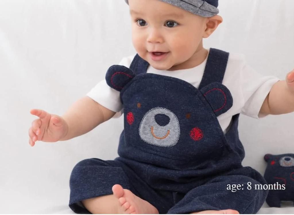 Meine kleine Made in Japan Baby Strick Denim Unterteile Strampler Overalls Bären Overalls Baumwollstrick Denim Schneider/Original "Denim Größe 80cm" 100%