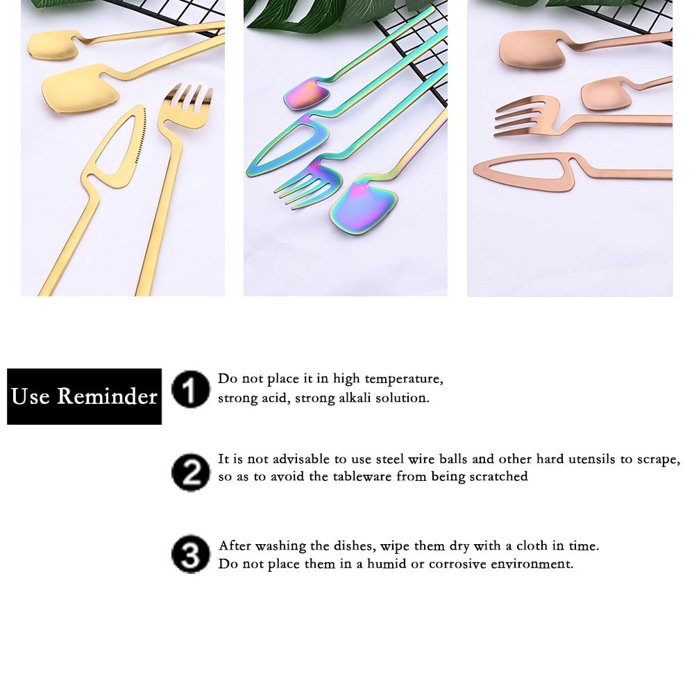 16Pcs Black Cutlery Set Knives Dessert Forks Spoons Dinnerware Set 304 Stainless Steel Tableware Set Home Kitchen Silverware Set