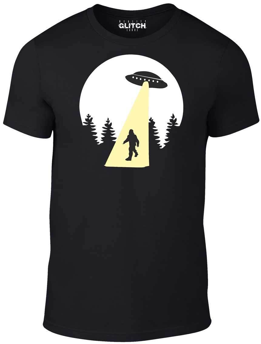 Sasquatch Beam Up T-Shirt Mens Womens Tees Top - Funny T Shirt Mens Womens Tees Top UFO Aliens retro cool space bigfoot US L