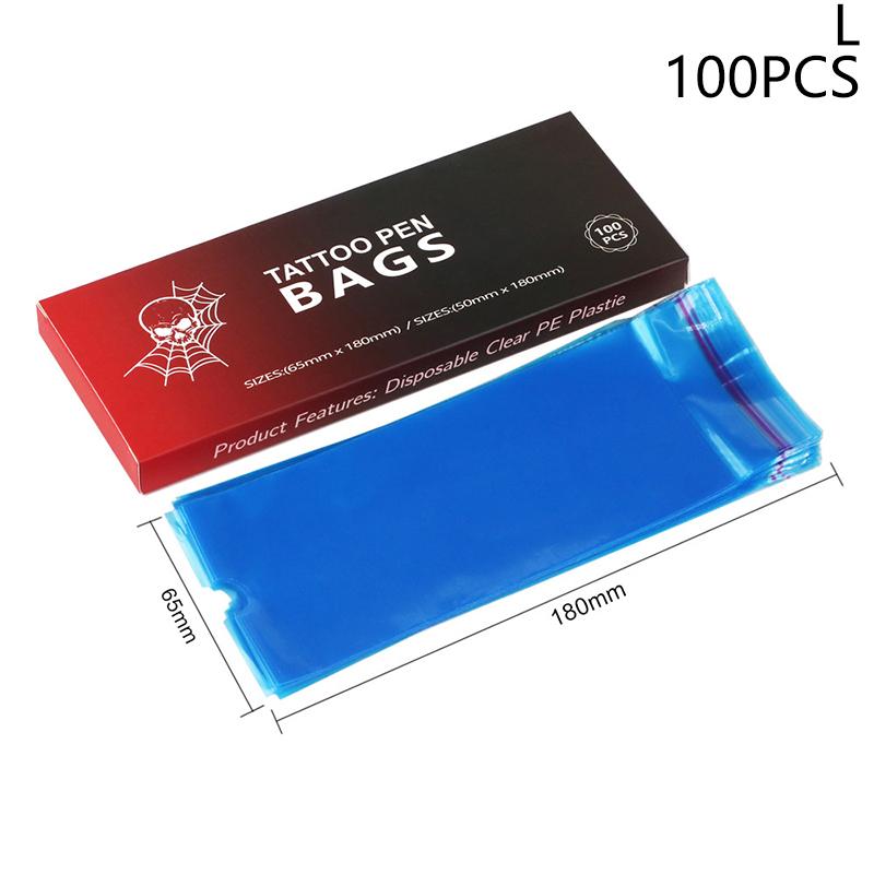 

100 шт. больших размеров сумки для тату-ручек чехлы для машинок для татуировок черные синие самоклеящиеся чехлы аксессуары для татуировок L