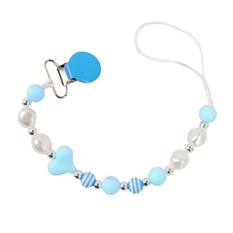 Colorful Crystal Bead Pacifier Chain Upgraded Anti-Drop Chain Round Clip Used for Newborn Girls Essentials- Baby Shower-