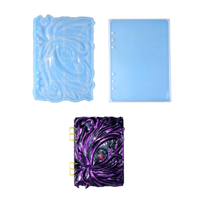 Notebook Cover Resin Mold DIY Crystal UV Epoxy Silicone Molds Note Book Notepad Covers Resin Casting Mould with Rings