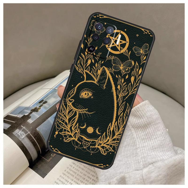 Witch Cat Case For Oppo A16 A76 A96 A60 A98 A58 A78 A18 A38 A80 A40 A77 A57 A17 A74 A54 A94 A15 A5 Pro