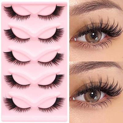 European & American Style Slanted Fox-Eye False Eyelashes - 7 Pairs Pack, Extended Outer Corner, Full Strip