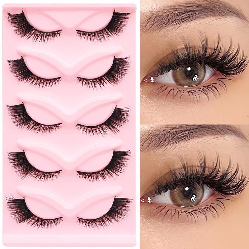 Faux Cils Européens & Américains Style Yeux de Renard Inclinés - Pack de 7 Paires, Coin Externe Allongé, Bande Complète