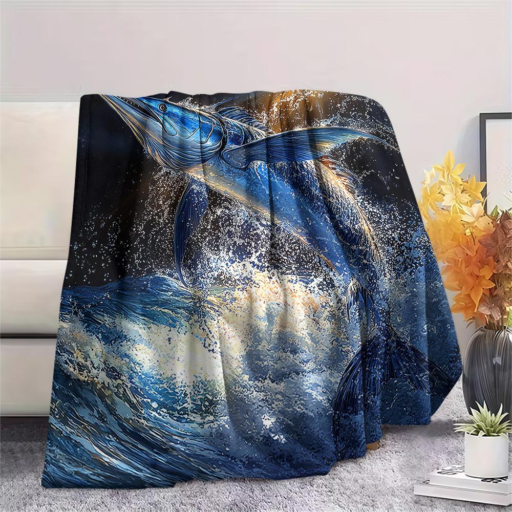 Tuna Print Flannel Blanket, High quality Comfortable for All Seasons, Home Decor, Warmth and Comfort, Perfect for Christmas Gifts