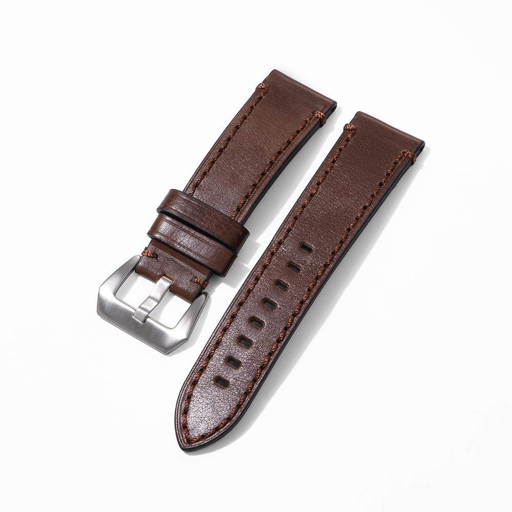 Genuine Leather Watch Band Bracelet 20mm 22mm 24mm Cowhide Vintage Watchband Deployment Clasp For Samsung Galaxy Watch 3/4 Strap